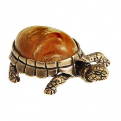 Фигурка "Черепаха" камень янтарь Литьё бронза