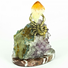 Фигура "Скорпион с цитрином" , камень Аметист, цитрин