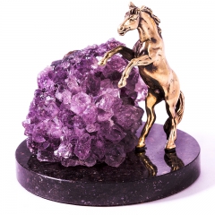 Фигура "Конь"", драгоценый камень Аметист, мрамор