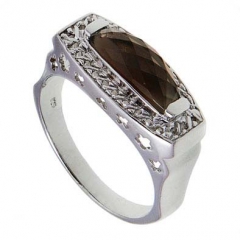 Мужское кольцо Камень раухтопаз, оправа серебро 925 проба