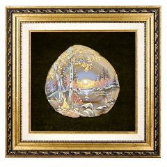 Картина на срезе агата "Закат" Драгоценный камень агат, сердолик Ручная работа