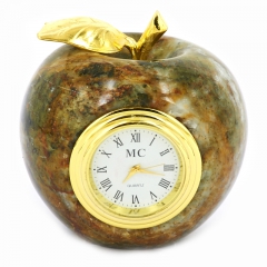 Часы из натурального камня "Яблоко" Драгоценный камень змеевик