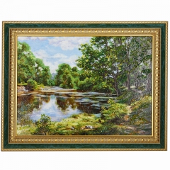 Картина "Лесная река" Драгоценный камень хризолит