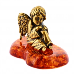 Фигурка из камня "Ангел" Драгоценный камень янтарь Литье бронза