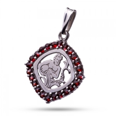 Подарок знаку зодиака "Водолей" Драгоценный камень гранат Оправа серебро 925 проба