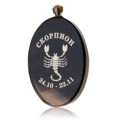Оригинальный подарок Кулон "Знак зодиака - Скорпион"Драгоценный камень обсидиан
