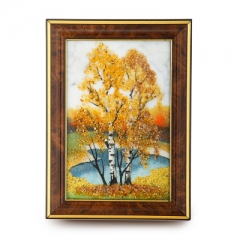 Картина "Осень" Камень яшма, агат, цитрин, нефрит, змеевик, мрамор