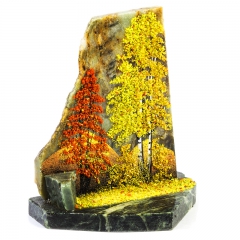 Сувенир из камня "Осенний пейзаж" Драгоценный камень Змеевик, кварц