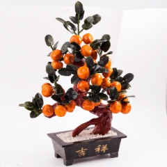 Мандариновое дерево-28 мандаринов Драгоценный камень змеевик, халцедон