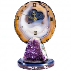 Эксклюзивный подарок Часы из камня "Аметистовая друза", драгоценный камень Аметист, Агат