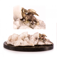 Фигурка "Дракон" Драгоценный камень кальцит Литье бронза