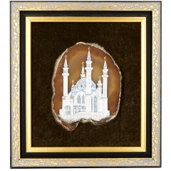 Картина на срезе агата "Мечеть" Драгоценный камень агат, сердолик