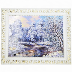 Картина "Зимний пейзаж" Драгоценный камень агат, лабрадор