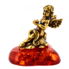 Фигурка из натурального камня "Амур" Драгоценный камень янтарь Литье бронза