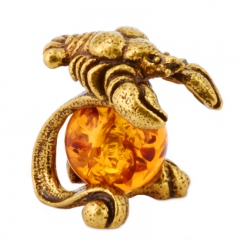 Памятный подарок для знака зодиака "Рак" Драгоценный камень янтарь Литье бронза