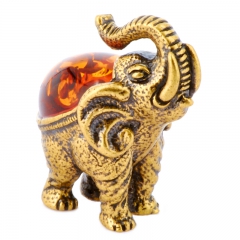 Фигурка из камня "Слон" Драгоценный камень янтарь Литье бронза