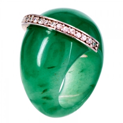 Кольцо из камня Драгоценный камень авантюрин, фианит Оправа ювелирный сплав, серебрение