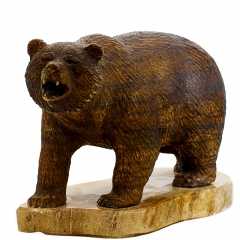 Фигурка из натурального камня "Бурый медведь" Драгоценный камень ангидрит, кальцит