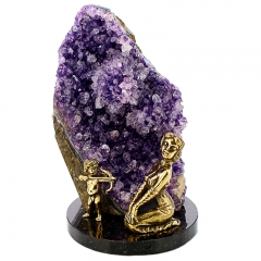 Фигурка из натурального камня "Амур" Драгоценный камень аметист Литье бронза