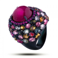 Эксклюзивное кольцо  Камень рубин, турмалин