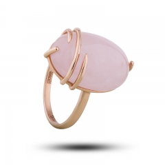 Эксклюзивнное золотое кольцо Камень розовый кварц