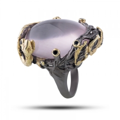 Эксклюзивное кольцо Камень сапфир, розовый кварц