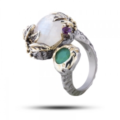 Эксклюзивное кольцо с камнями Оправа серебро