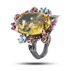 Эксклюзивное кольцо из камней Оправа серебро