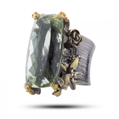 Эксклюзивное кольцо Камень кварц празиолит