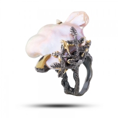Эксклюзивное кольцо с жемчугом Оправа серебро