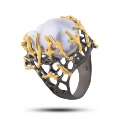 Эксклюзивное кольцо Камень барочный жемчуг