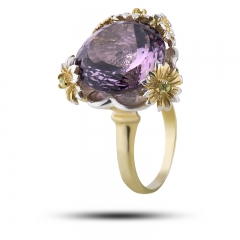 Эксклюзивное кольцо Камень аметист, празиолит