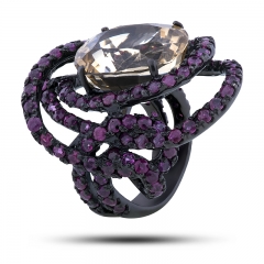 Эксклюзивное кольцо Камень цитрин, корунд, рубин