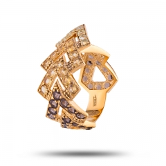 Эксклюзивное кольцо "Юнона" Бренд "Denisov & Gems" топаз, цитрин, раухтопаз, кварц