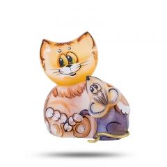 Фигурка из камня Кот с мышкой "Неразлучные друзья"