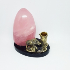 Карандашница "Кабан" Розовый кварц, мрамор